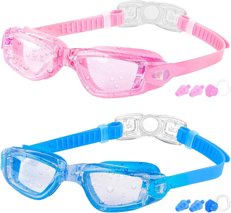 COOLOO Kids Swim Goggles, 2 Packs Swimming Goggles for Kids Girls Boys and Child Age 4-16 - Image 1